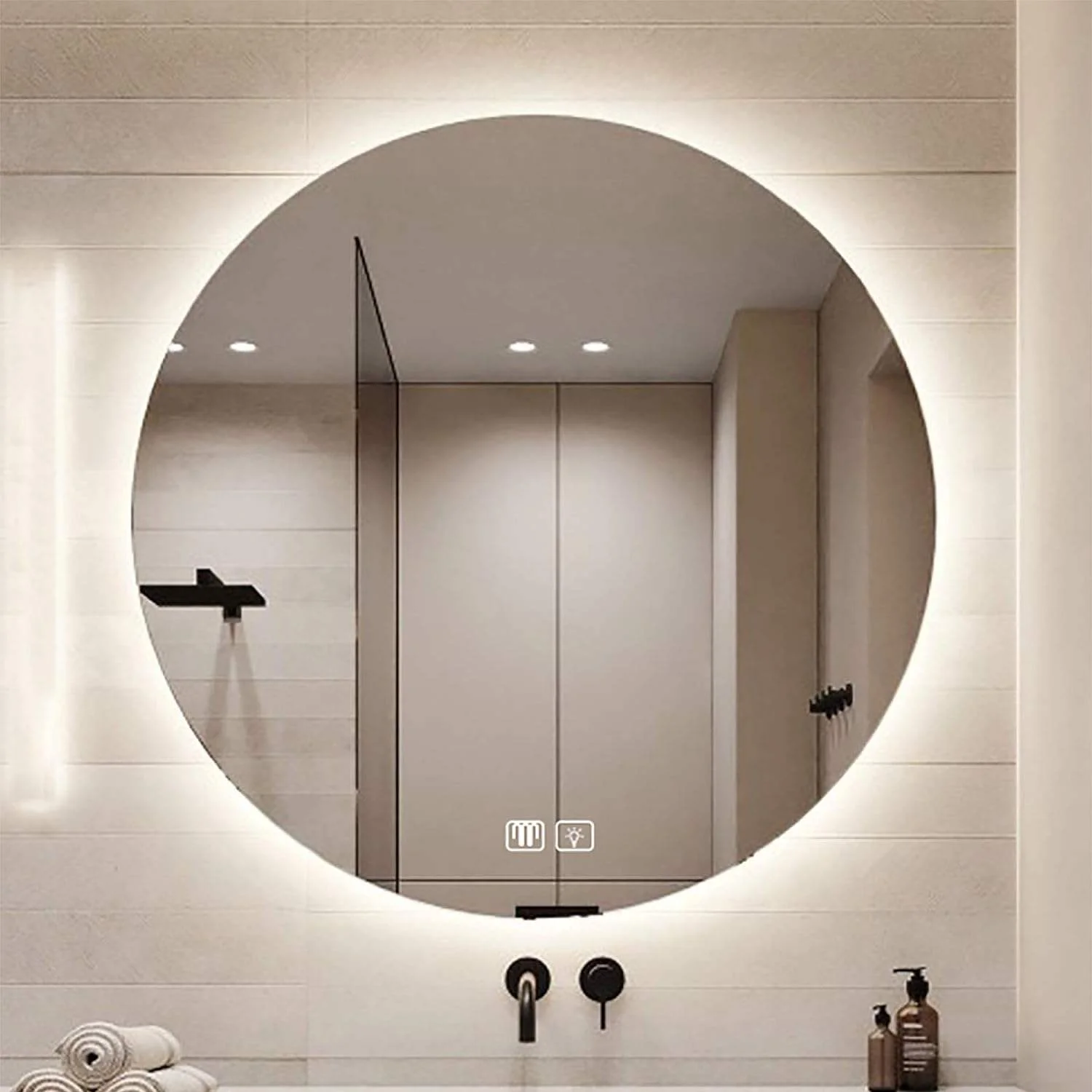 Round Illuminated Bathroom Mirror