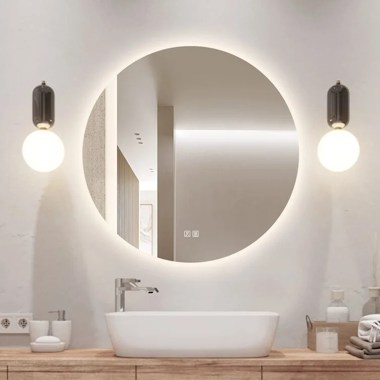 Round Illuminated Bathroom Mirror
