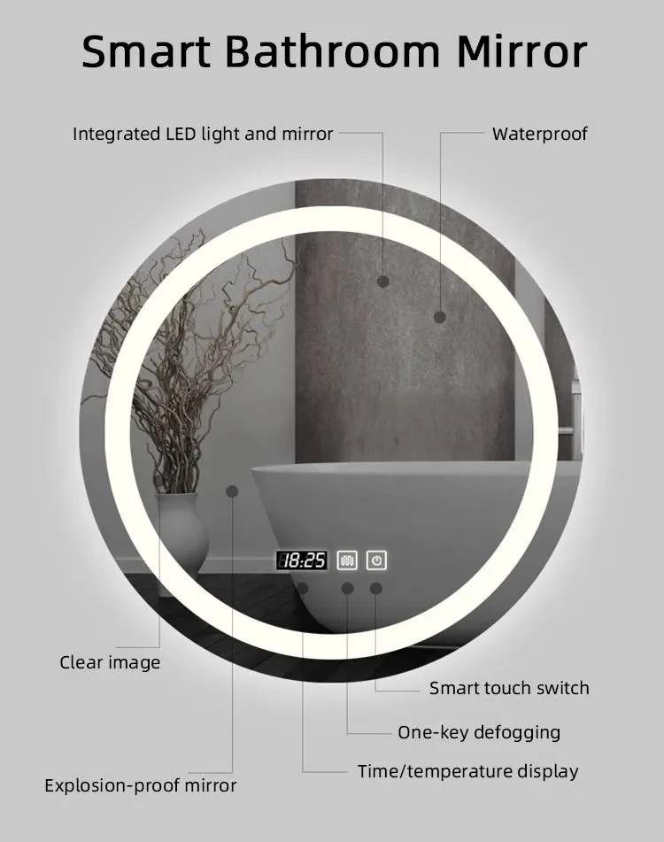 Round Smart LED Bathroom Mirror
