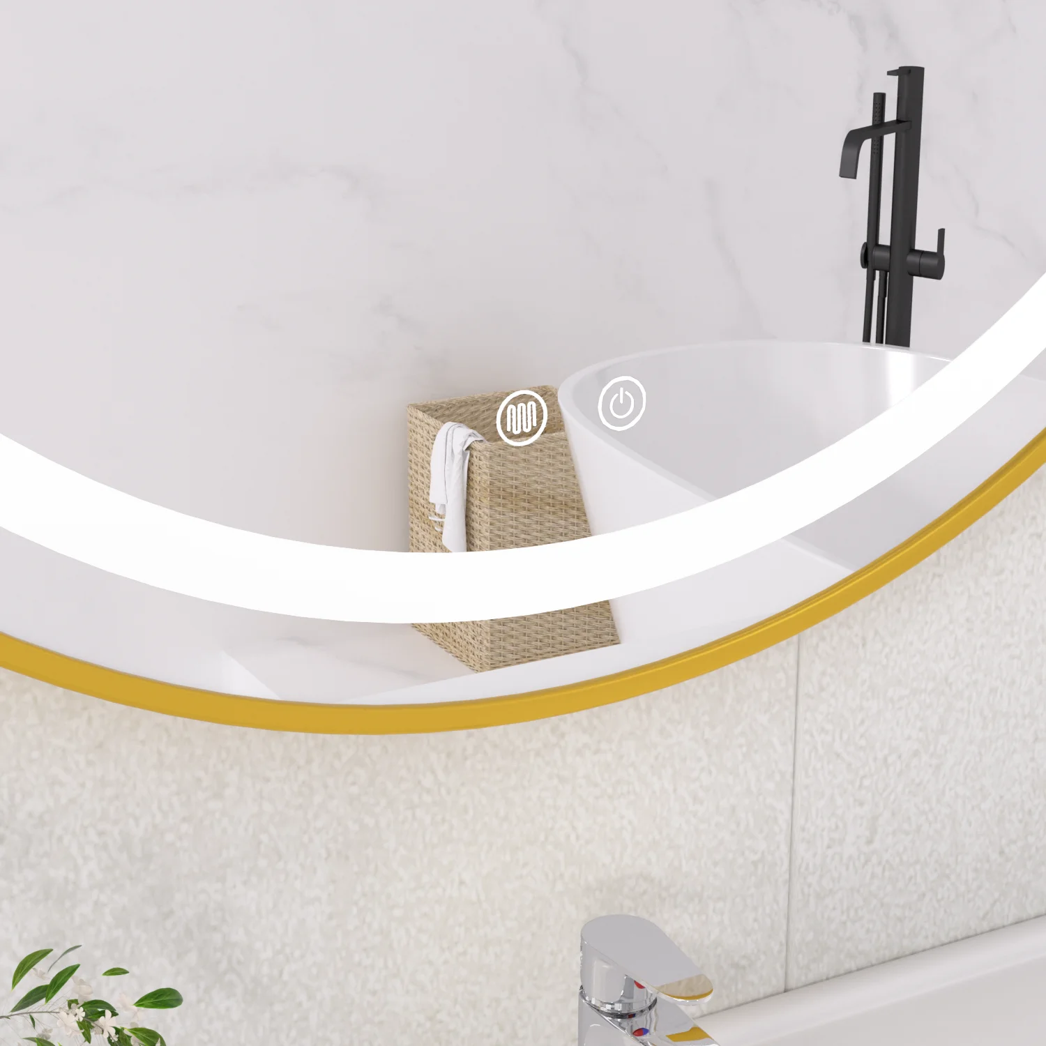 Smart Round LED Bathroom Mirror with Bluetooth Speaker