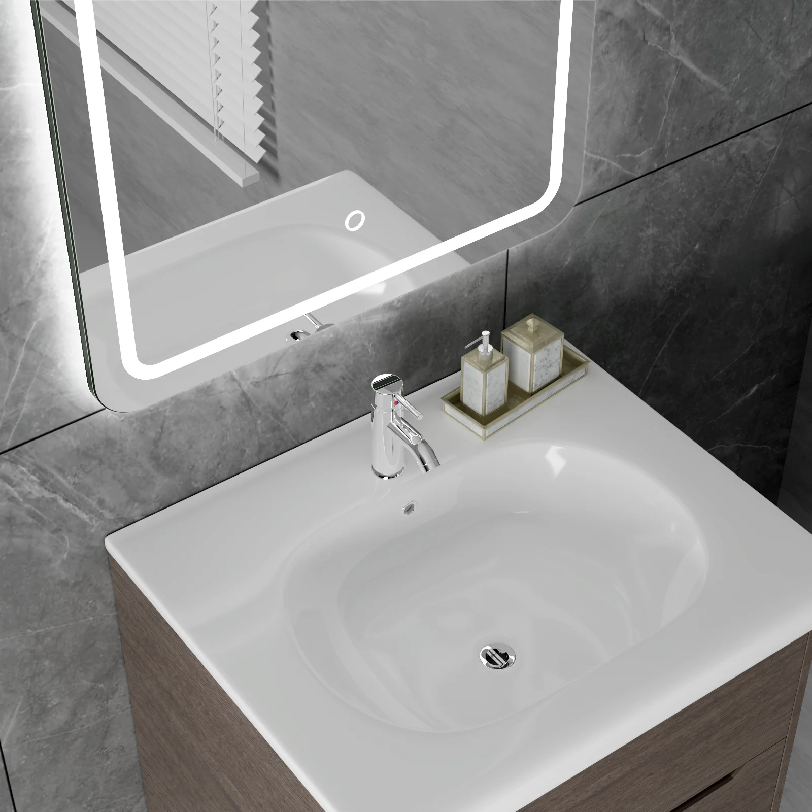 Soft Corner Bathroom Mirror with LED Backlighting