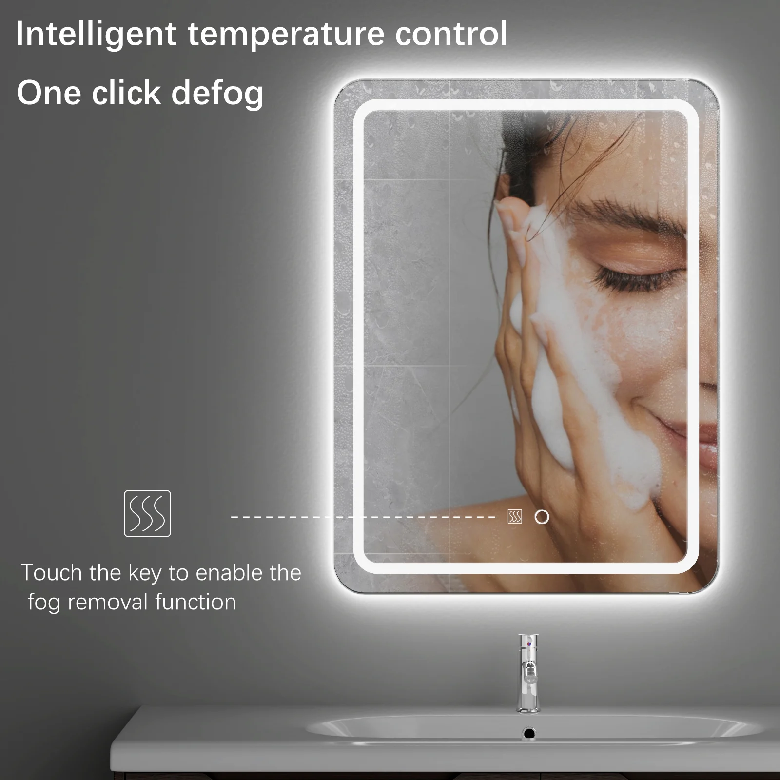 Soft Corner Bathroom Mirror with LED Backlighting