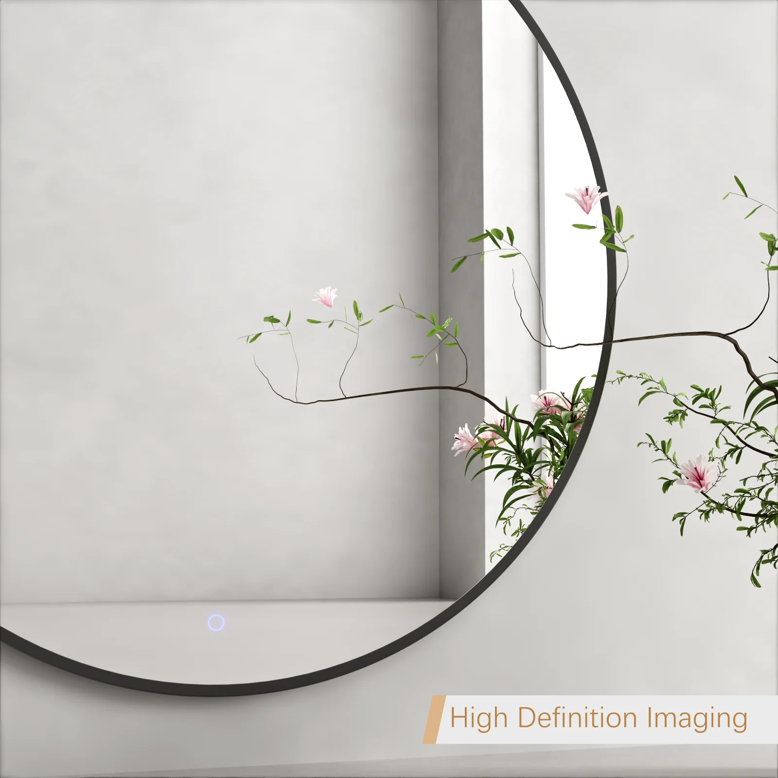 Thin Frame Round Bathroom Mirror