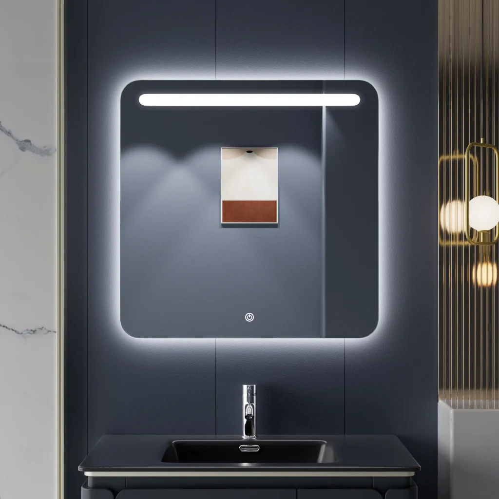 Vertical Rectangle Bathroom Mirror with LED Lighting