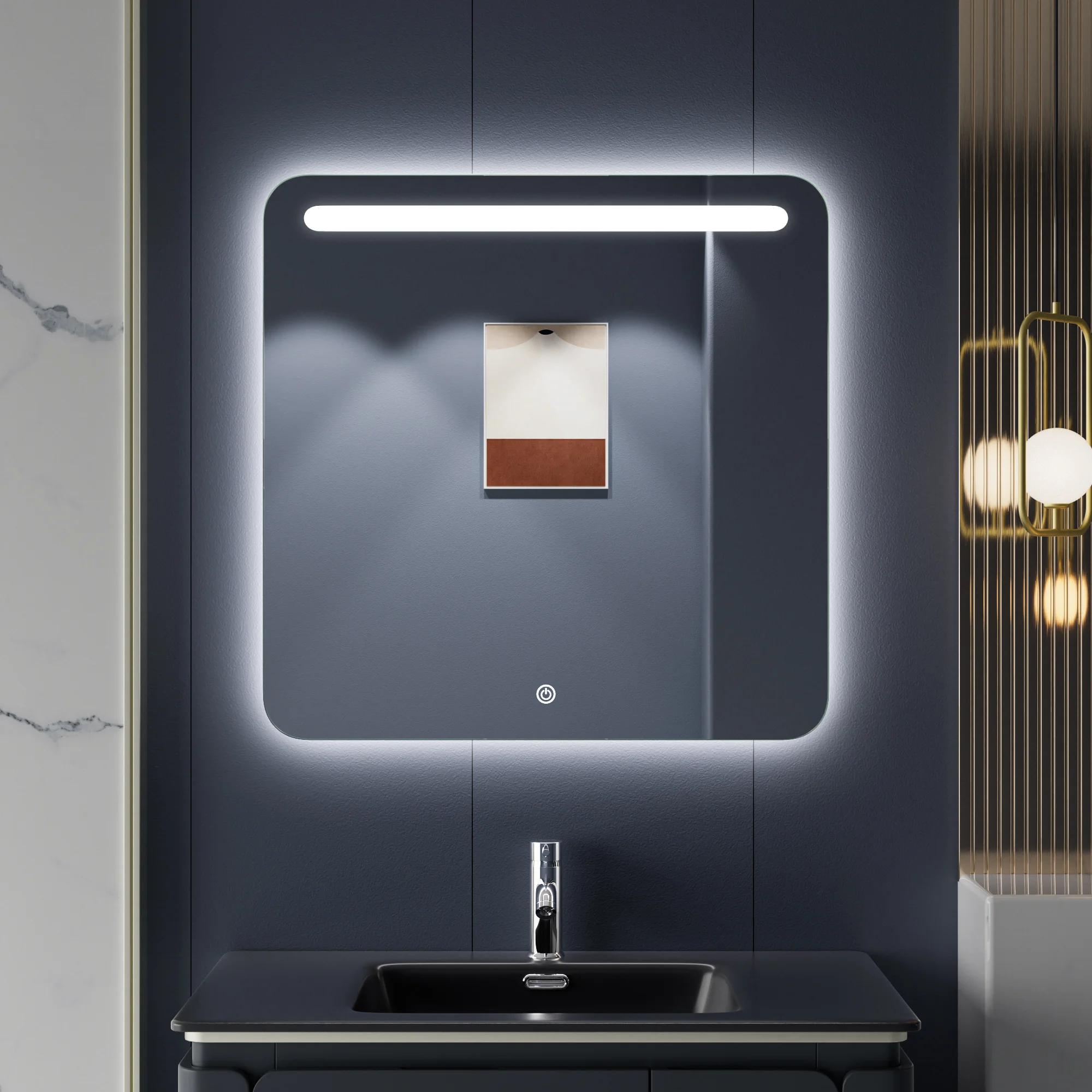 Vertical Rectangle Bathroom Mirror with LED Lighting