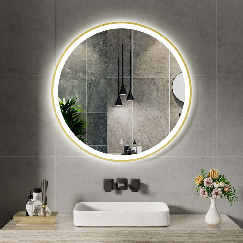 Warm White Round Bathroom Mirror with LED Halo
