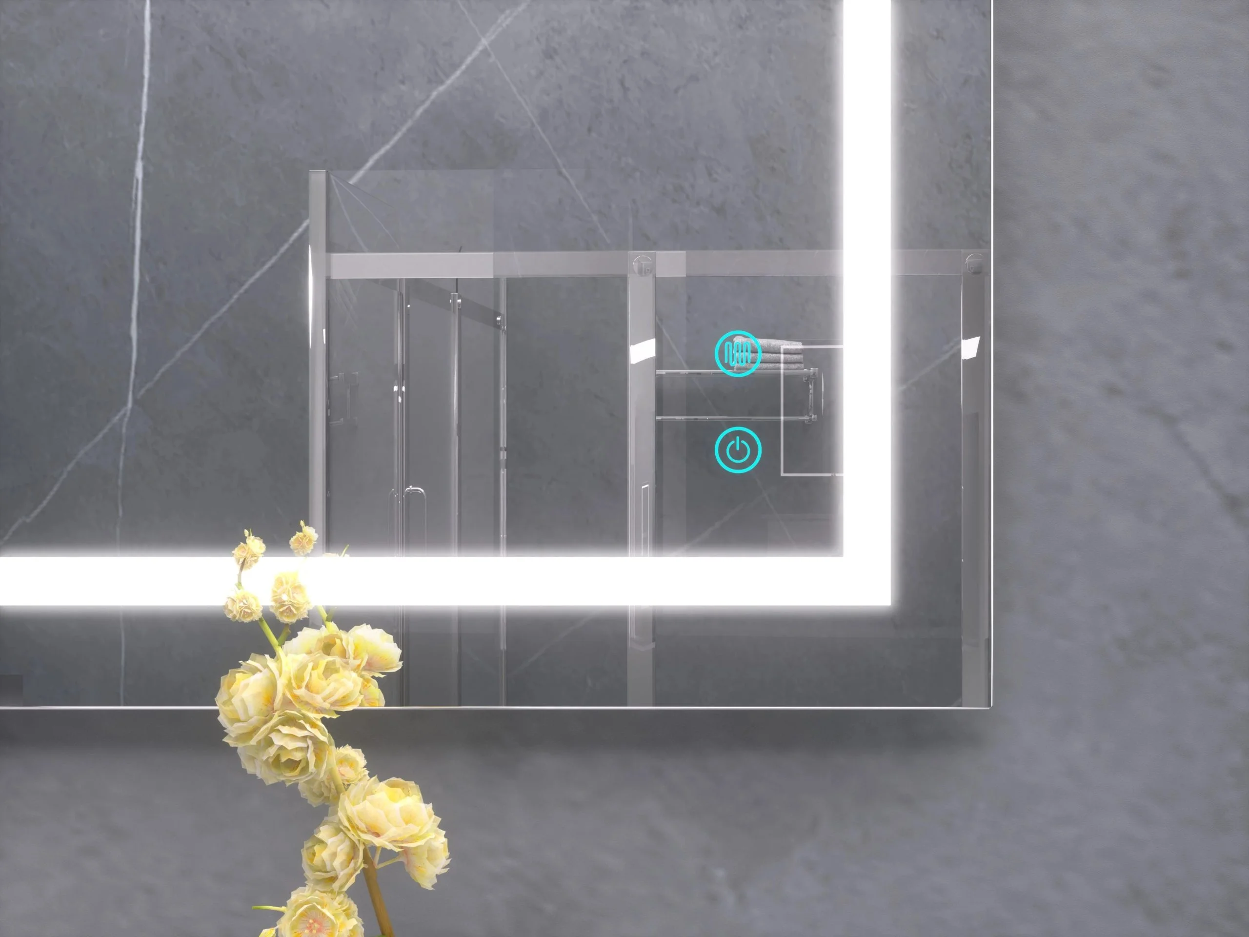Wide Rectangle Bathroom Mirror with LED Light Frame