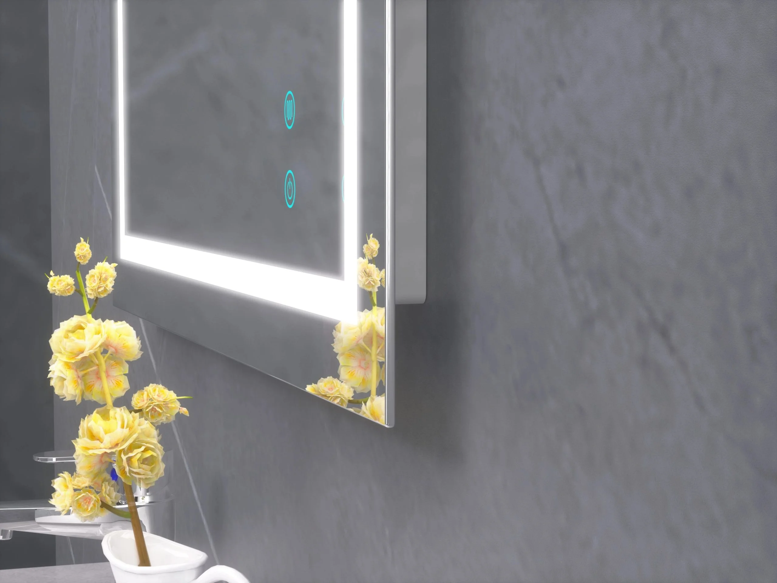 Wide Rectangle Bathroom Mirror with LED Light Frame