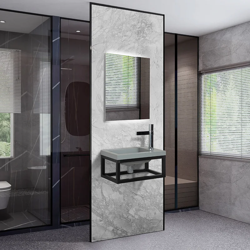 Aluminum Alloy Frame Wall-Mounted Small Bathroom Vanity