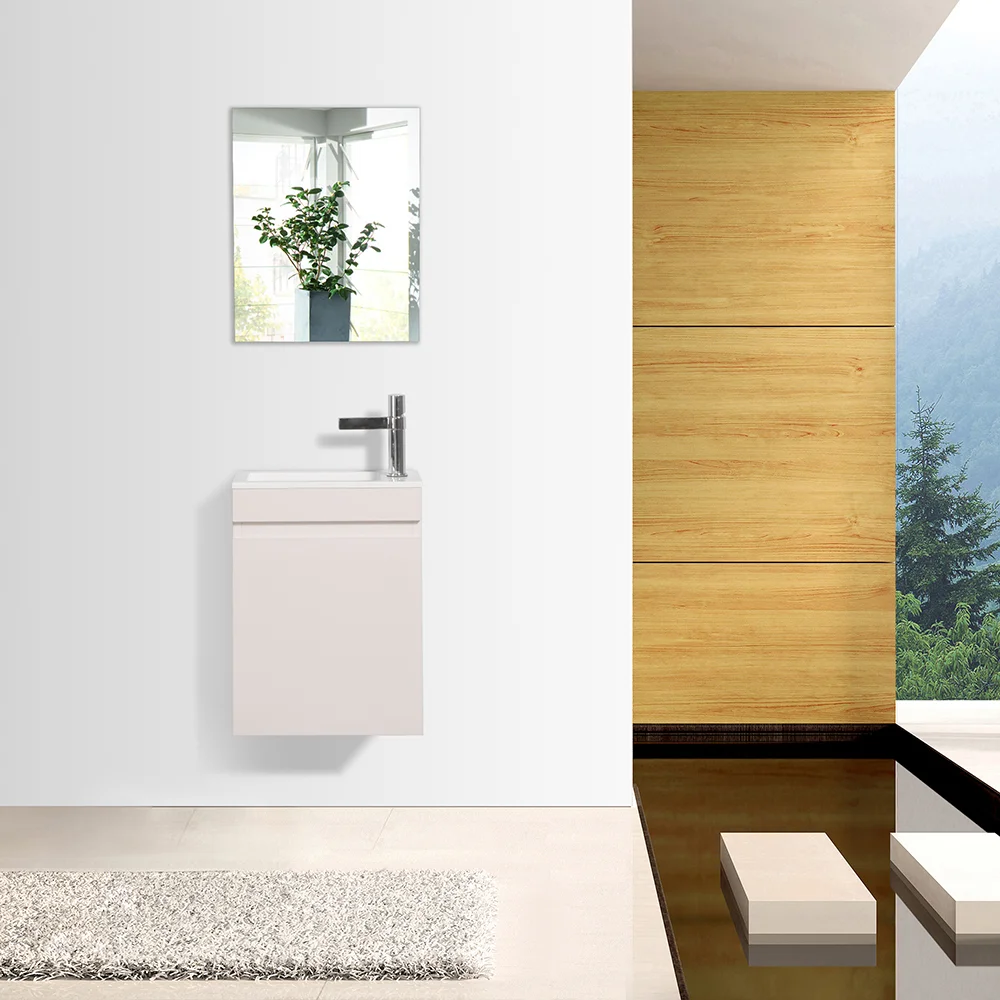 Mini-400 wall-mounted vanity, installed bathroom view