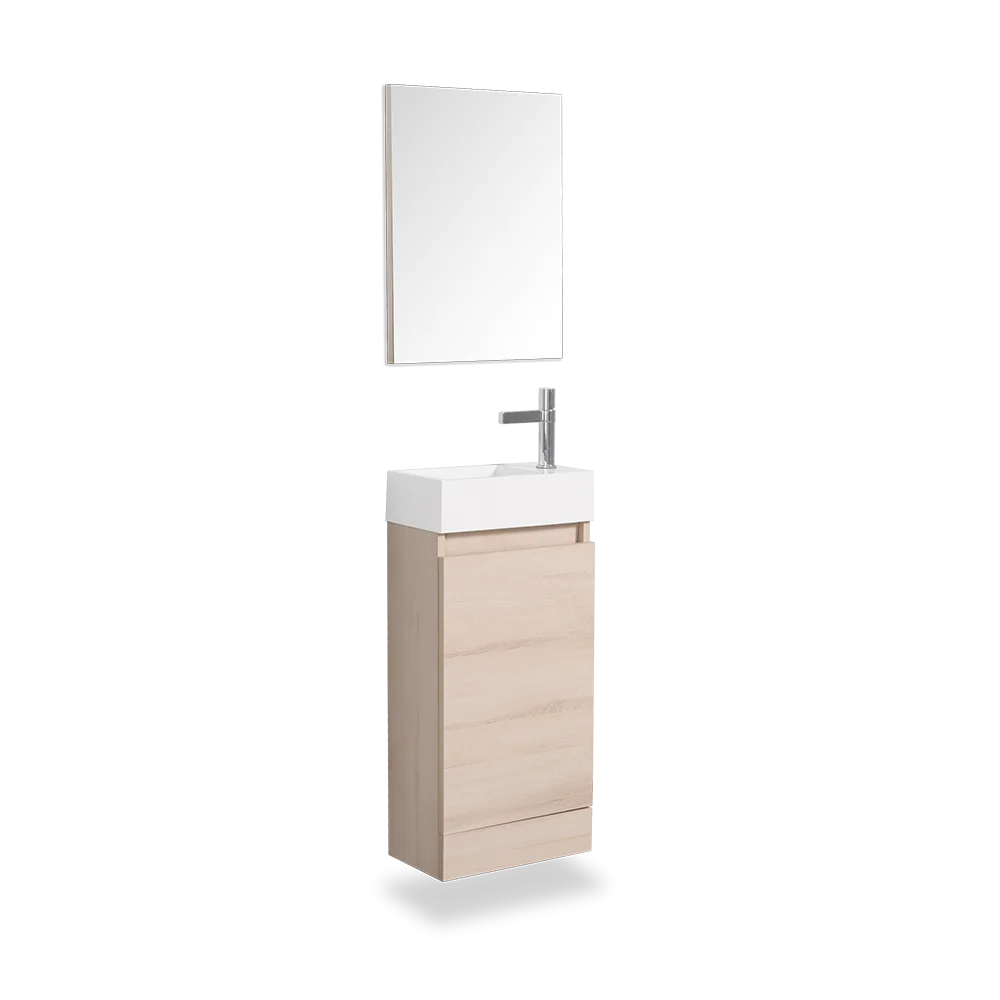 Pearl wall-mounted bathroom vanity, narrow-depth detail