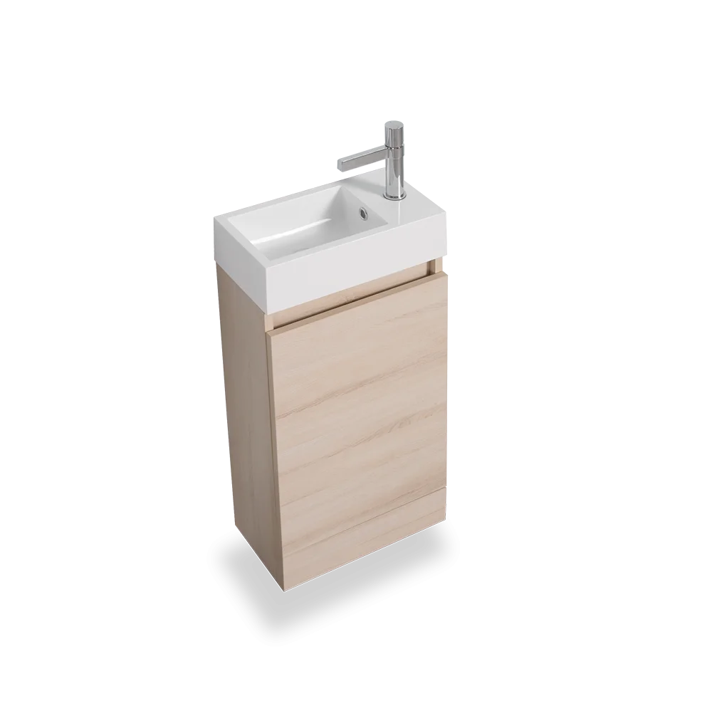 Pearl wall-mounted vanity, installed bathroom view