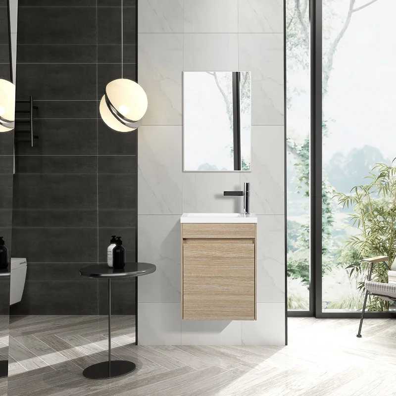 Slice-400 small bathroom vanity cabinet, side view