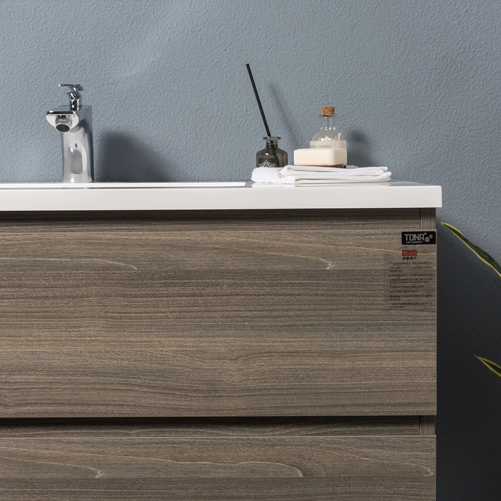 Wall-Mounted Bathroom Vanity with Integrated Lighting, side view