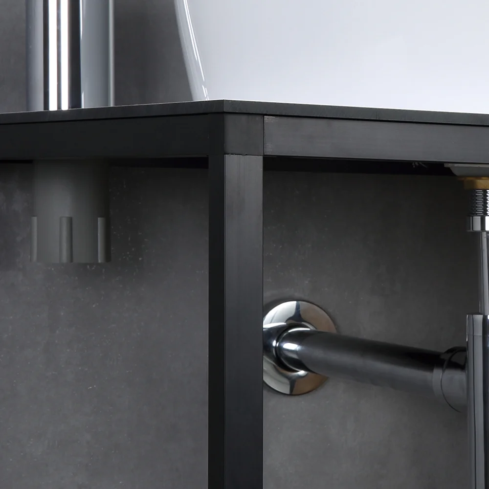 Wall-Mounted MFC Bathroom Vanity with Single Basin, installed bathroom view