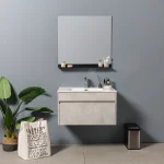 Wall-Mounted PVC-Finish Bathroom Cabinet with Single Basin