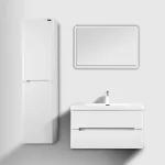 Fully Assembled Wall-Mounted Bathroom Vanity in White Wood Finish